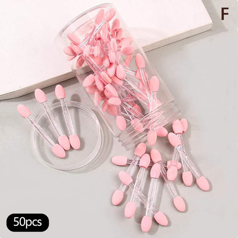 50pcs Eye Shadow Sponge Applicators Disposable Double Tip Eyeliner Brush Set Soft Material for Festival and Travel