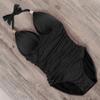 Einteiliger Badeanzug für Damen, einfarbig, Neckholder-Bodysuit, Push-Up-Badeanzug, Monokini, Strandmode, Übergröße