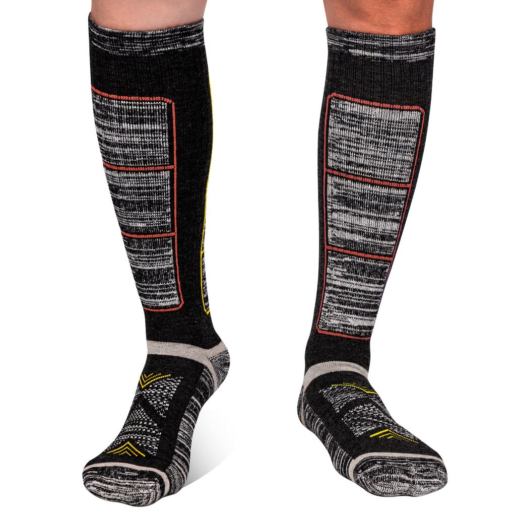 HASOME Snowboarding and Skiing Set of Winter Sports Socks L Yellow Set of Men's Socks, 2, Thick, Cold-Weather, Antibacterial, Odor-Resistant,