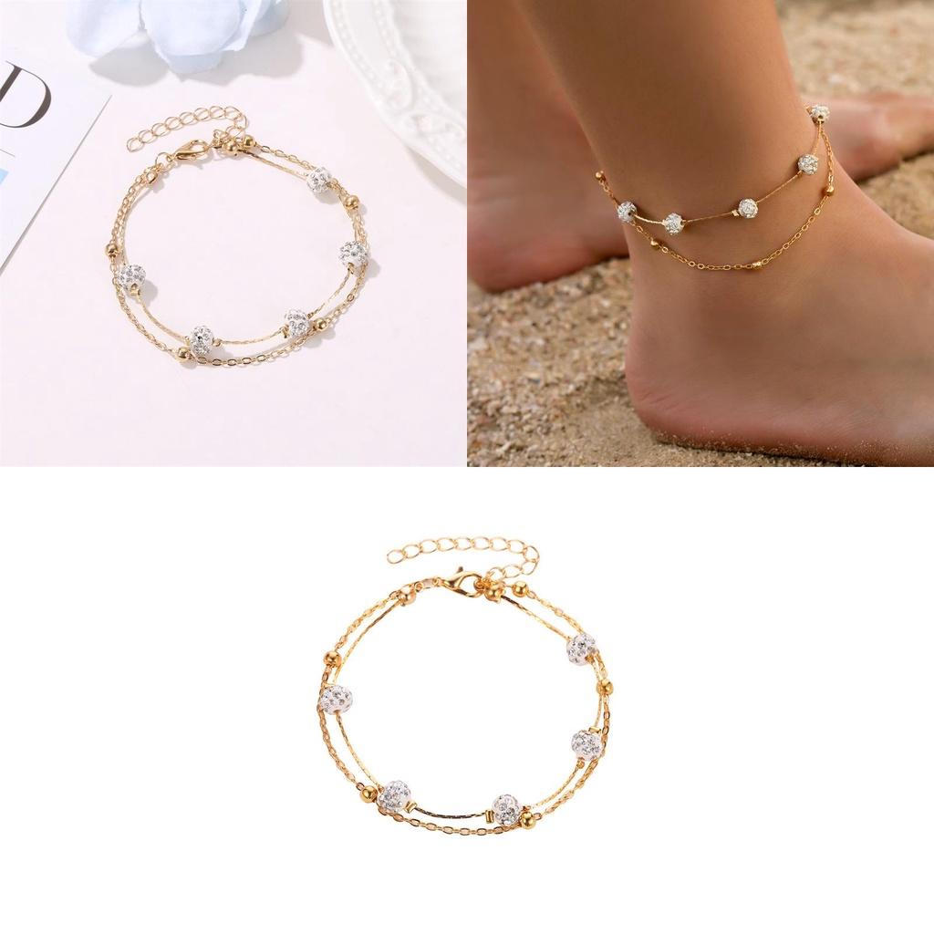 Bracelet Ankle Simple Women Overgild Color Anklet Foot Jewellery Chain Stone
