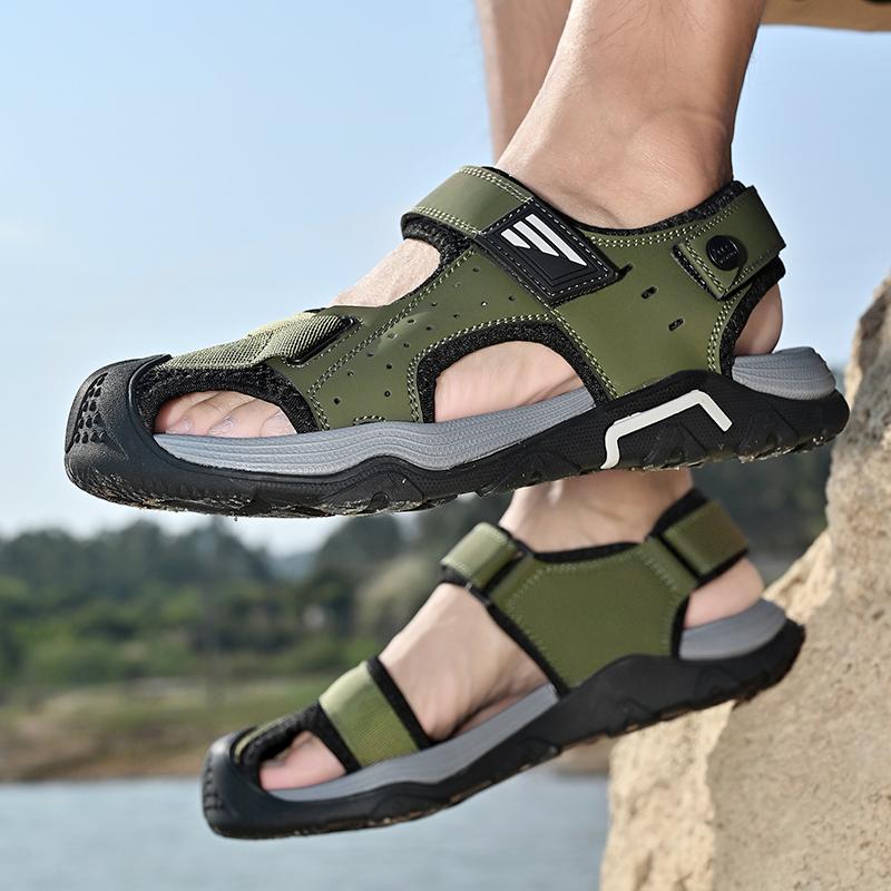 Fashion Summer Breathable Men's Bag Head Sandals Hollow Mesh Hole Shoes Outdoor Non-slip Lightweight Sports Leisure Beach Walking Shoe
