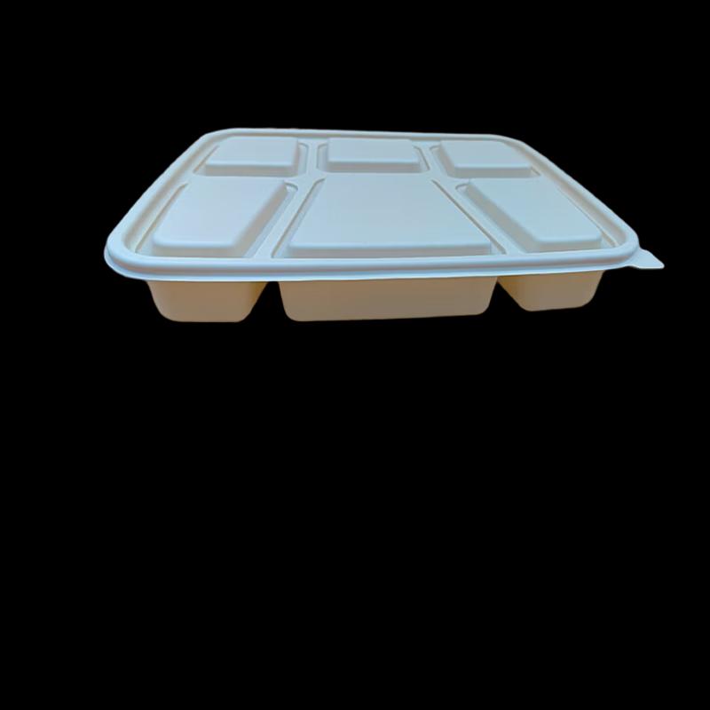 Eco-friendly Corn Starch 6-Compartment Meal Box