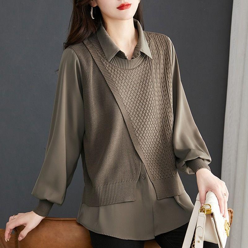 

Женский вязаный кардиган, элегантный дизайн в корейском стиле, длинный рукав, молния спереди и карманы, мягкий и уютный 3XL хаки