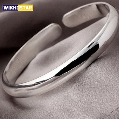 Silbermanschette Polieren Retro Armband Armreifen Für Frauen Party Hochzeit Schmuckzubehör Silber