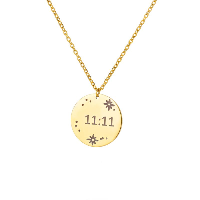 11:11 Rectangle Pendant Necklace for Women Stainless Steel Gold Color Chain Lucky Angel Number 1111 Choker Jewerly Collares