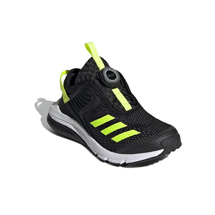 adidas Activefle Boa Abrasion Resistant Low Top Running Shoes Black Green Kids' FY0280