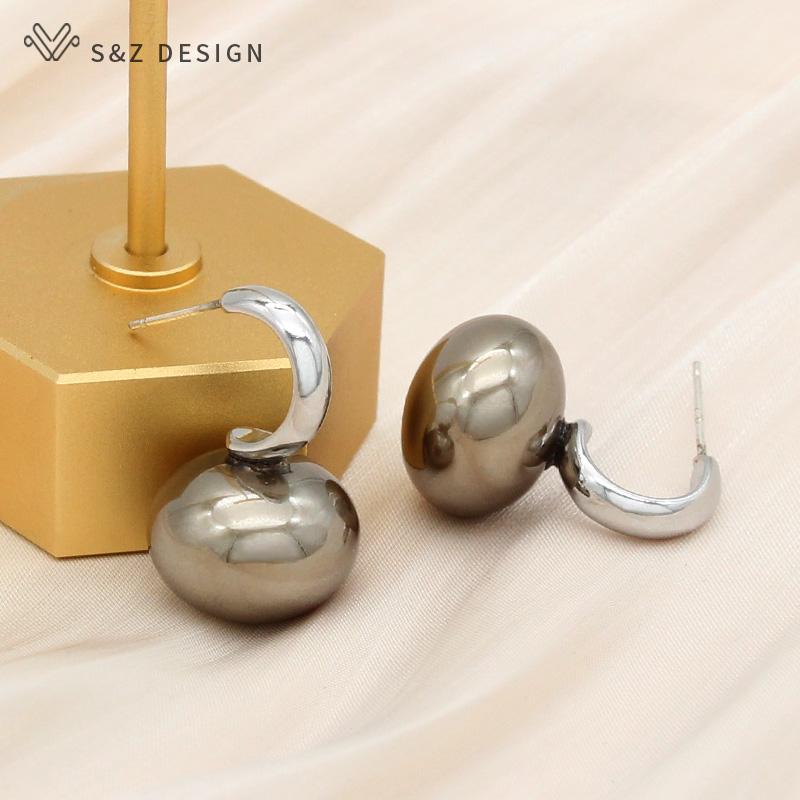 Fashion Colorful Big Simulation Pearl Stud Earrings For Women Girl Wedding Jewelry Elegant Rose Gold Color Eardrop Anti-allergy