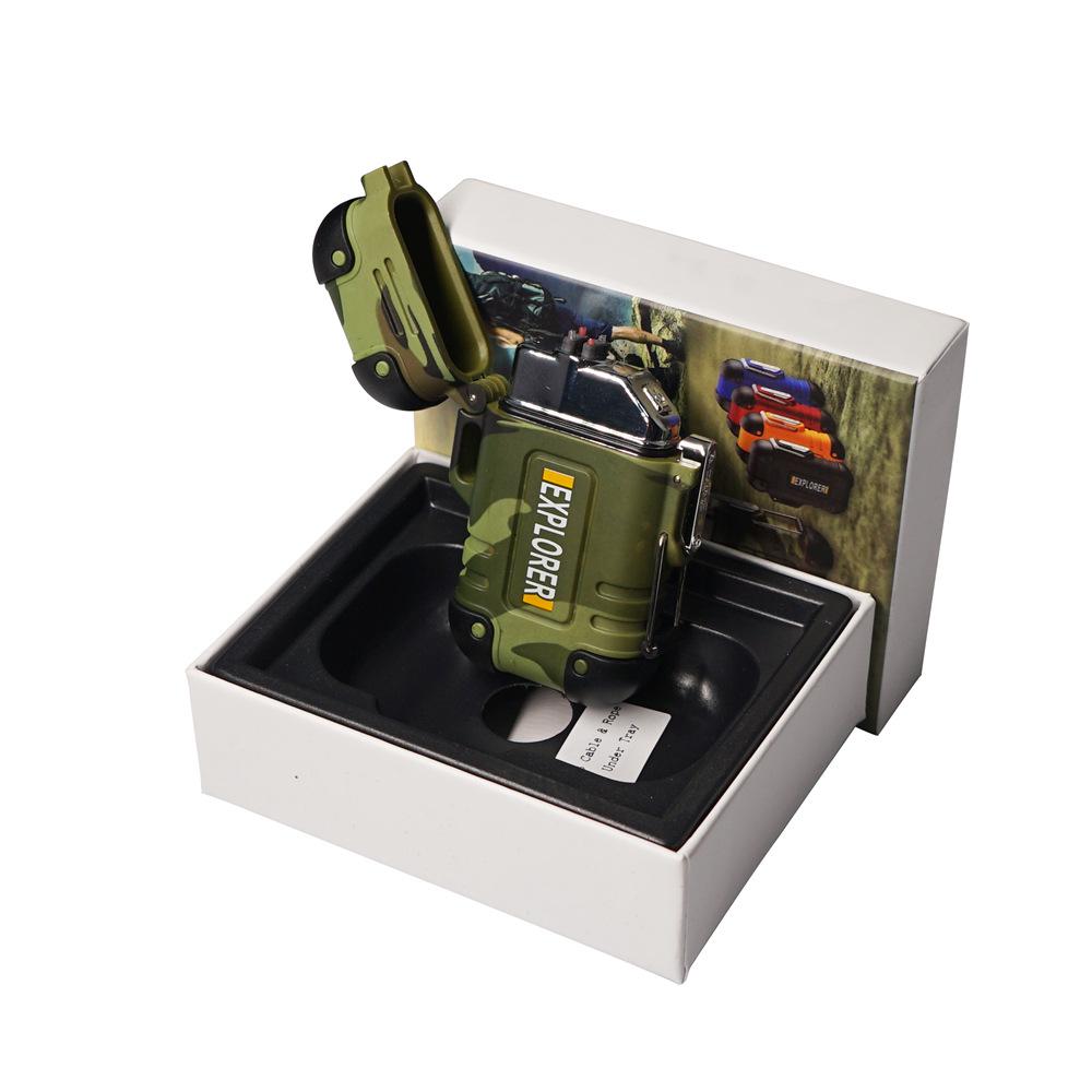 Outdoor Camping Waterproof Windproof Type-C Rechargeable Lanyard Lighter F37