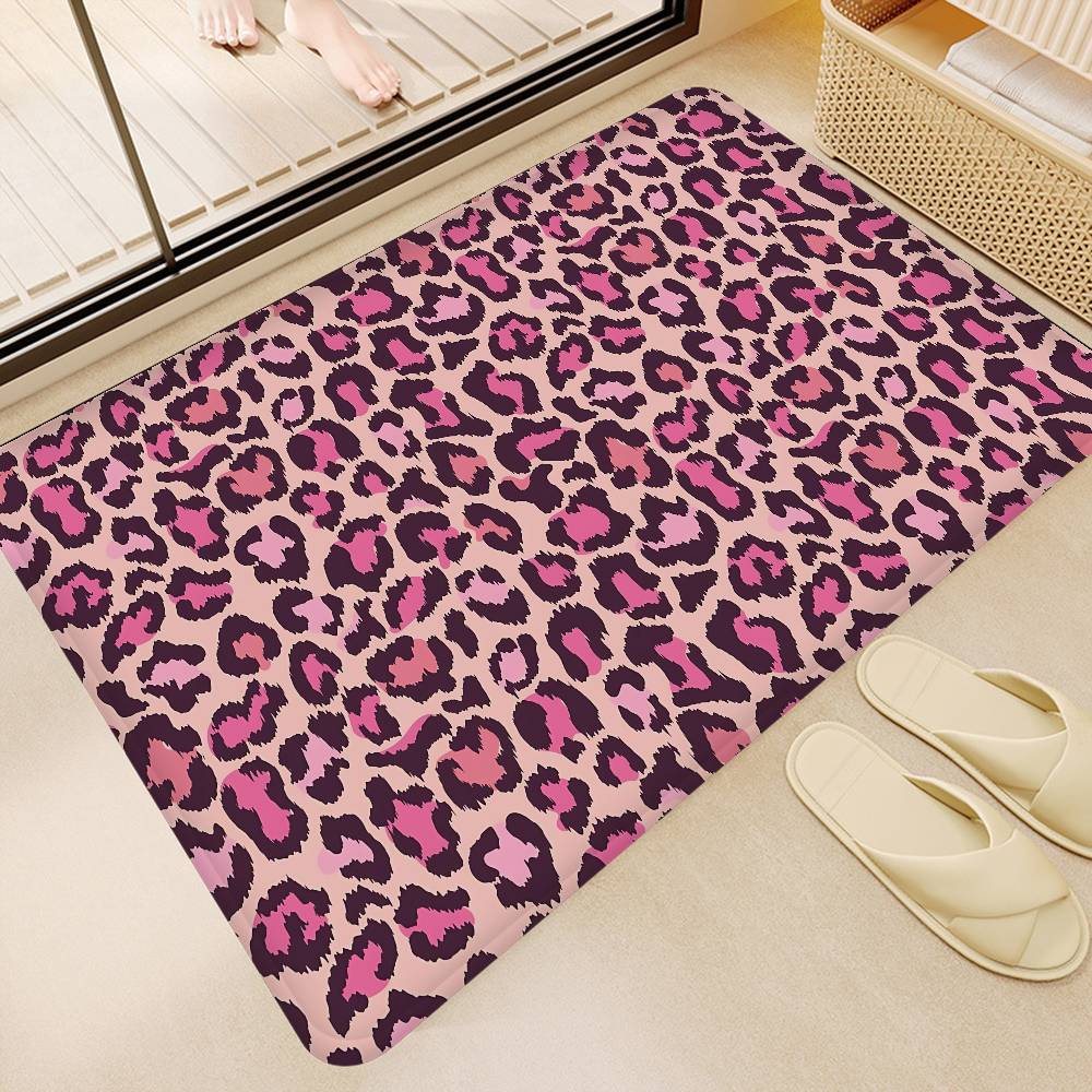 Fashion Leopard Print Bathroom Mat Kids Room Bedroom Decoration Balcony Anti-Slip Doormat Living Room Welcome Rug
