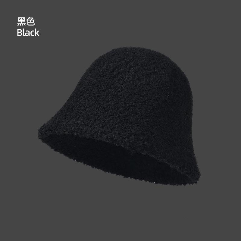 Lamb wool bucket hat autumn and winter versatile hat women's bucket hat plush basin hat