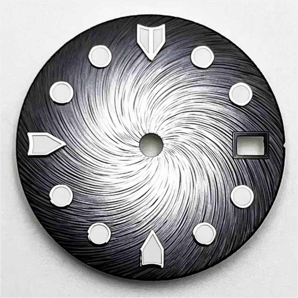 

Циферблат часов 28,5 мм для механизма NH35 NH35A, зеленый люминесцентный цветной градиентный циферблат, подходит для заводной головки в положении 3 часа, заводной головки в положении 3,8 часа