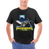 T-shirt en coton Husaberg pour homme Noir Décontracté Col rond avec design Jaune Bleu Vif Coupe Regular pour Tenue Activités Extérieures Et