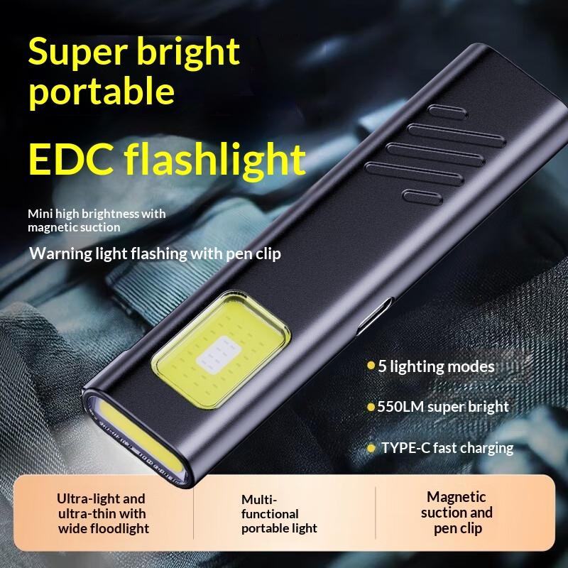 Portable USB Rechargeable LED Flashlight Dual Light Modes 1200mAh Battery Torch for Camping Hiking Home Emergency