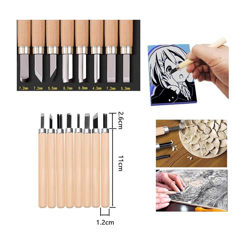 M-Modern-15Pack Rubber Block Stamp Carving Blocks Soft With Cutter Tools And Rubber Brayer Roller For Printmaking And More Craft