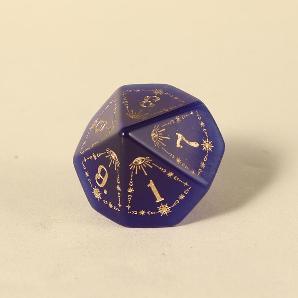 Medium Blue Cat's Eye Dice Set: Eye of Horus Pattern for Dungeons & Dragons