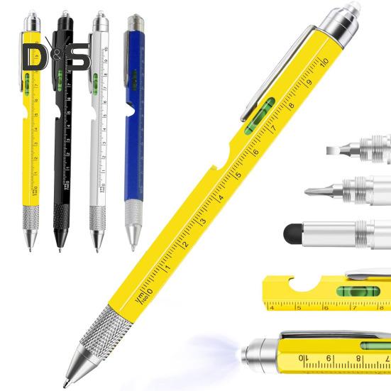 Mehrzweck-Werkzeugstift für Männer, LED-Licht, Schraubendreher, Lineal, Eingabestift, Wasserwaage, Flaschenöffner, Gadgets, 9-in-1-Multitool-Stift