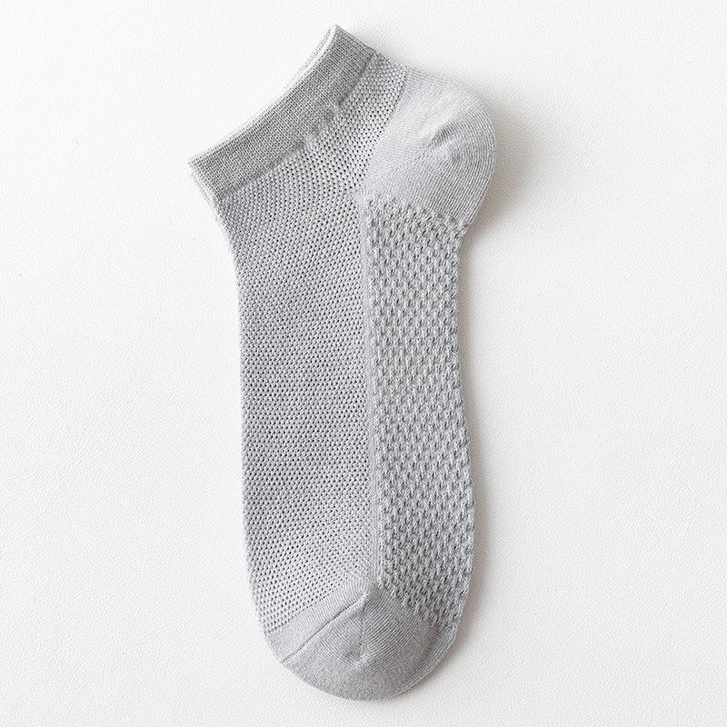 Men's Summer Thin Solid Color Sweat-absorbing and Odor-proof Short Socks, Pure Cotton Breathable Thin Mesh Business Short Socks
