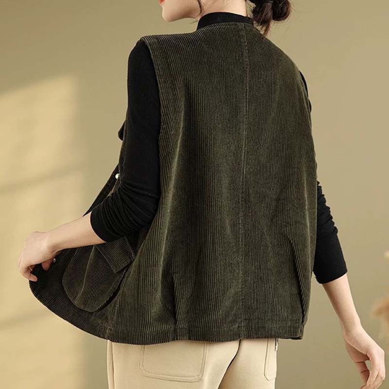 Vest for Women Cotton Autumn Winter Sleeveless Tops Vest Thickened Casual Round-neck Vest