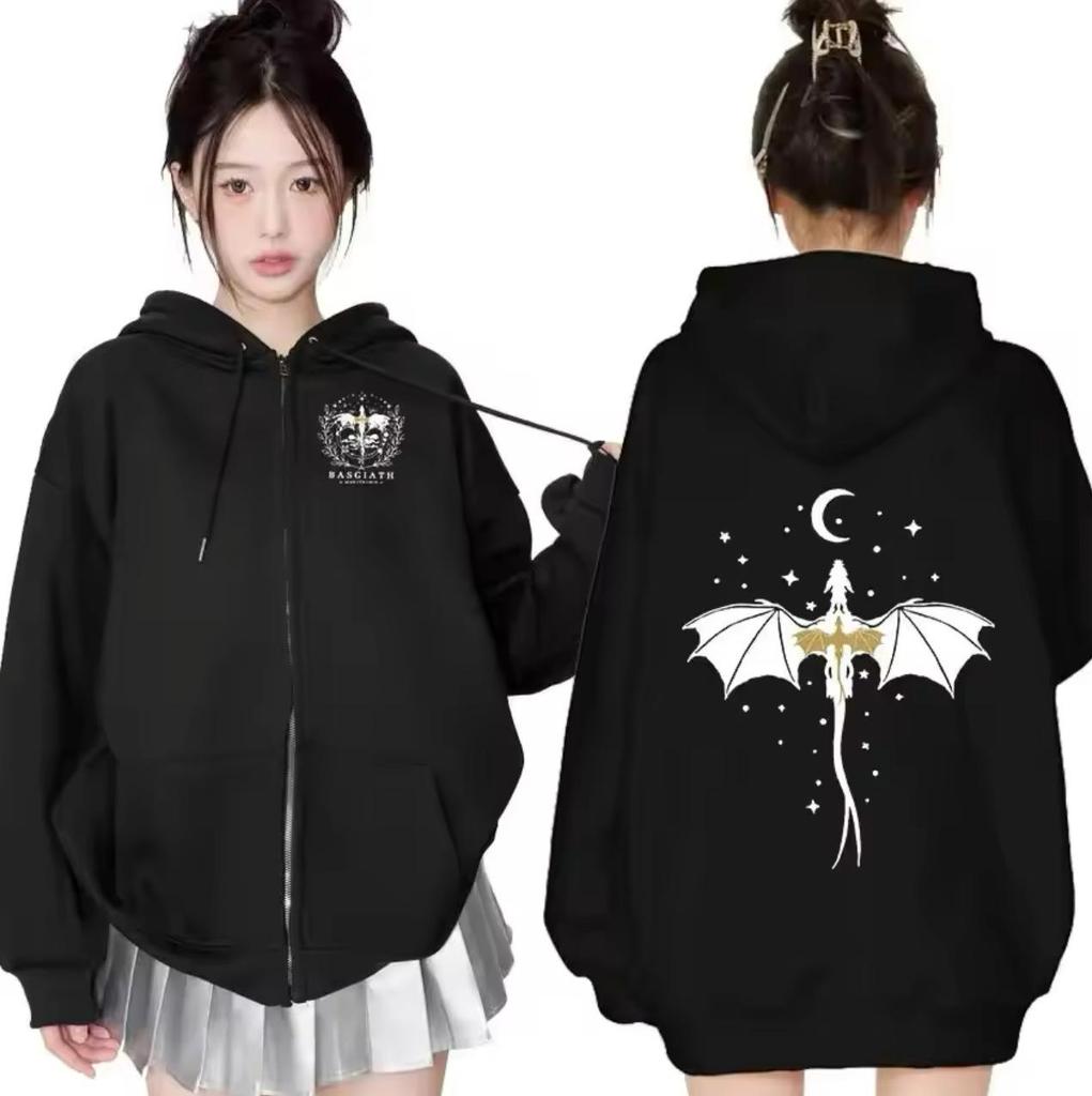 Unisex European Harajuku Style Printed Hooded Zipper Sweatshirt Cardigan