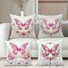 2D flat printing Pink Butterfly Decorative Cushions Floral Pattern Polyester pillowcase, sofa decorative cushion cov