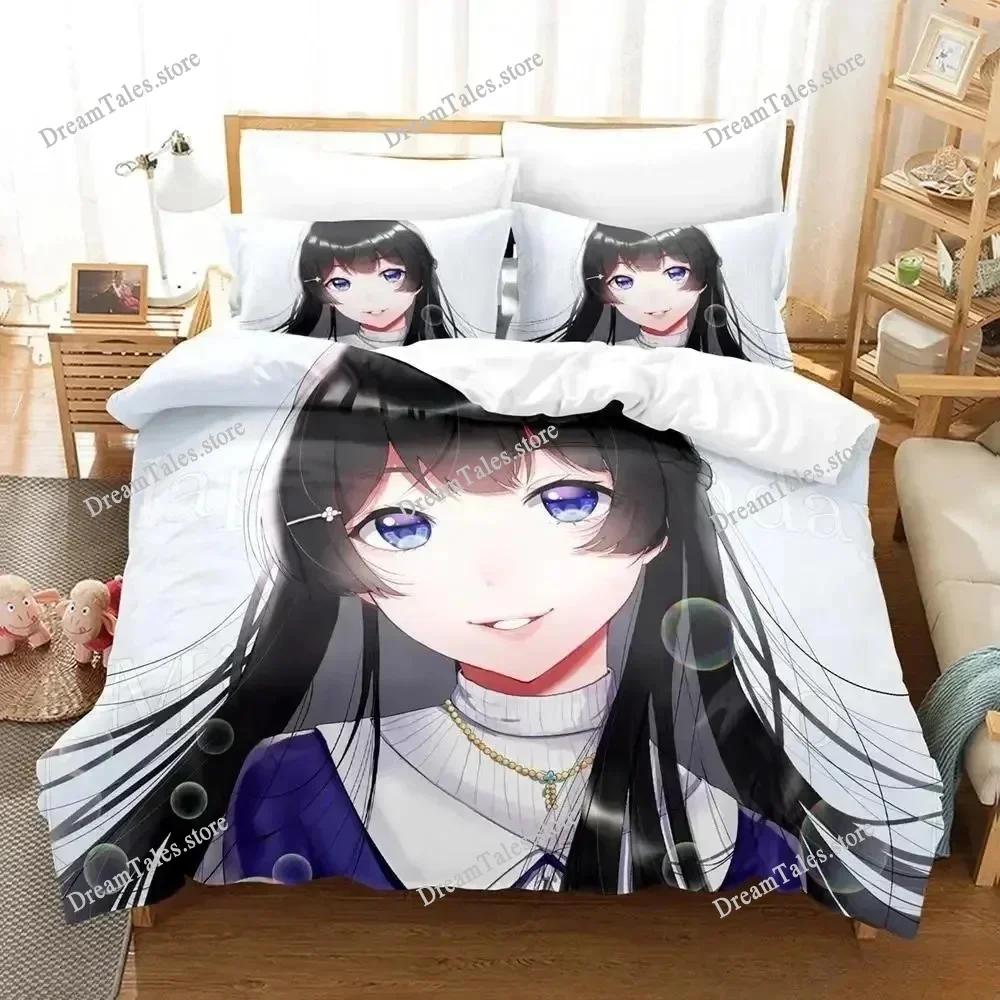 New Bedding Set Virtual Youtuber Tsukino Mito Cartoon Anime Adult Kid Bedroom Duvet Cover Sets 3D Kawaii Girls Luxury Gift963