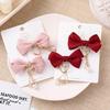 1 Pair Set Bow Hairpin Red Love Pendant Pair Clip Girl Heart Cute Hairpin Ponytail Hair Accessories Female Hair Clips for Women