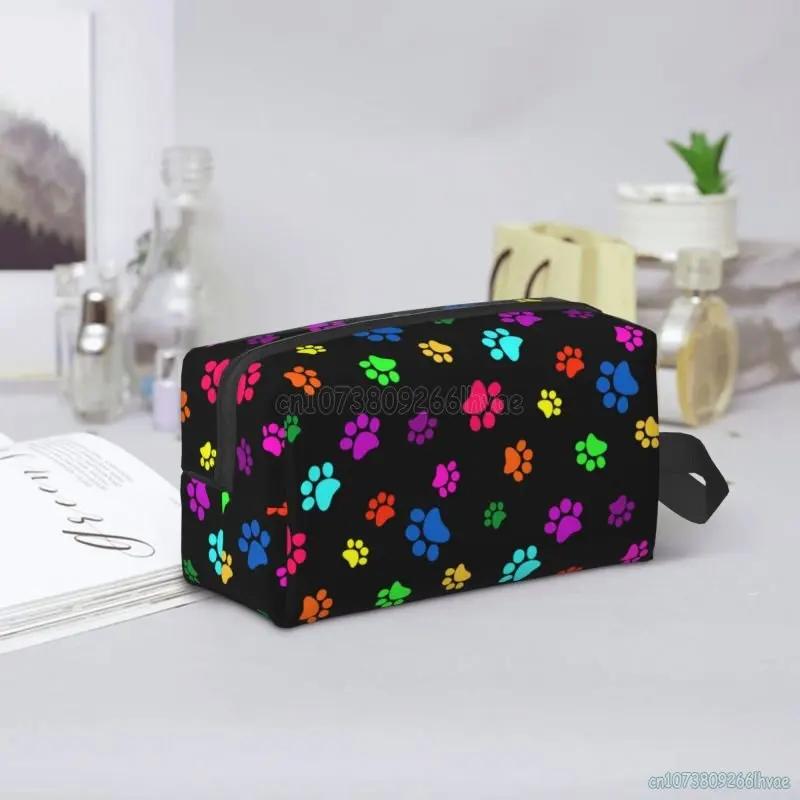 Multicolor Paws Dog Makeup Bag Waterproof Travel Cosmetic Bag Toiletry Pouch Organizer for Women Large Capacity Storage Bags