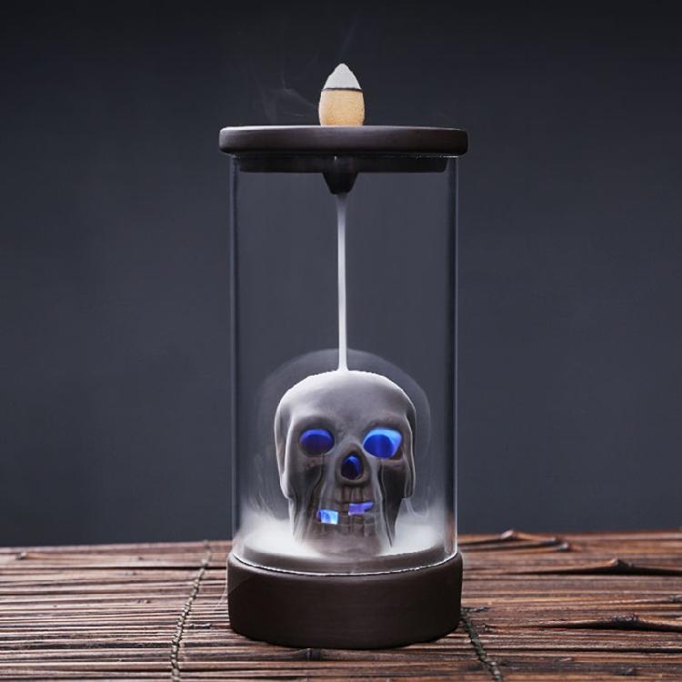 Windproof Lampshade LED Skull Ceramics Incenses Burners Waterfall Backflow Incenses Cones Holders for Home Decoration