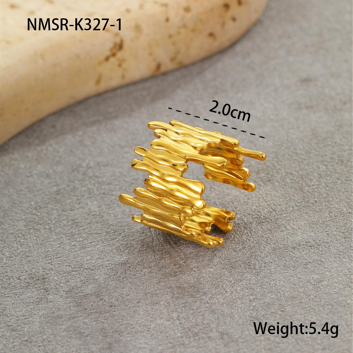 GEMCHIC Women s Geometric Wide Band Ring Stainless Steel 18K Gold Plated Fashion Jewelry