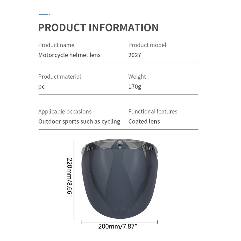 3-Snap Shield for Motorcycle Helmet