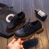 Children leather shoes for boys  new fashion kids retro single shoes students black British style performance shoes