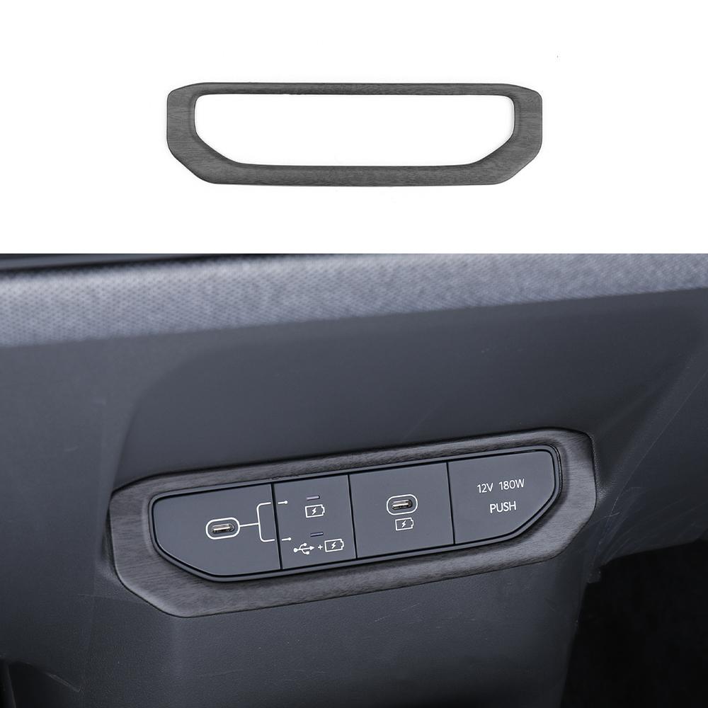 For Kia EV3 Carbon Fiber Center Console USB Charging Port Frame Trim Charger Socket Decoration Cover Car Accessories