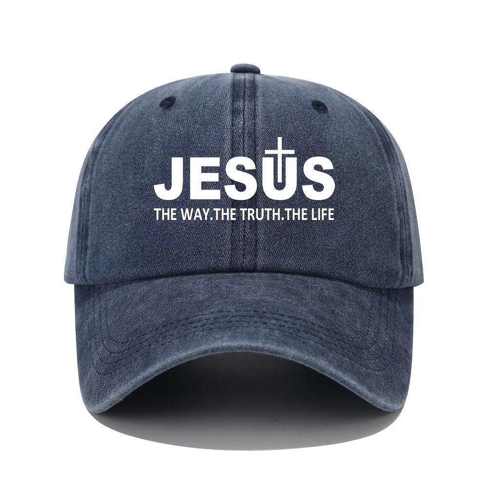 Jesus The Way The Truth The Life Washed Baseball Cap Vintage Cotton Outdoor Adjustable Hat One Size