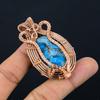 Neon Blue Apatite Gemstone Pendant 999 Copper Wire Wrapped Jewelry, Handmade Antique Pendant Jewelry, Gift For Mother