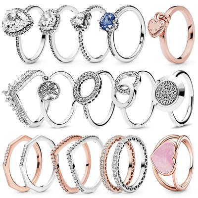 Ny 925 Sterling Silver Utsökt Kärlekslås Förlovning Kristallring Droplet Ring som en present till en julsmycke för kvinnor