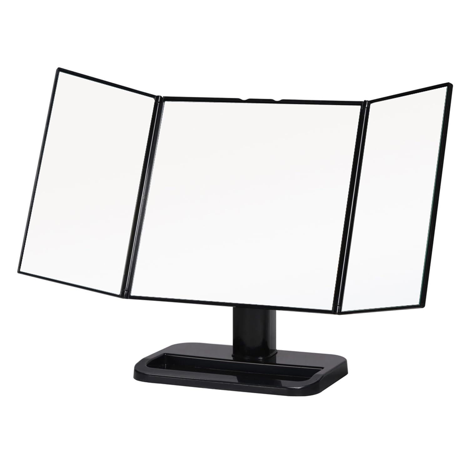 

Nagai Kosan Tabletop Makeup Adjustable with Storage Mirror, Three-Sided Mirror, Black, Angle, Foldable, Tray, NK-242 чёрный