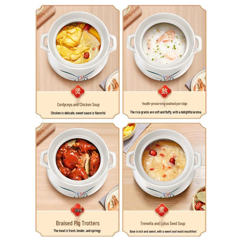 ZISIZ 6.5L White Ceramic Soup & Stew Pot