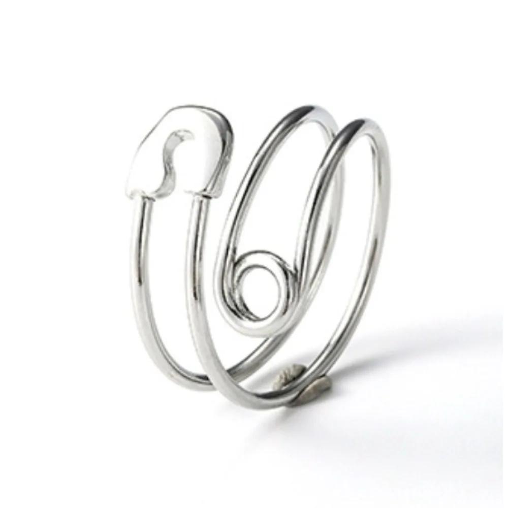 Boho Elegant Style, Christmas Holiday Gift  Jewelry Adjustable Safety Pin Wrap Bypass Statement Ring,