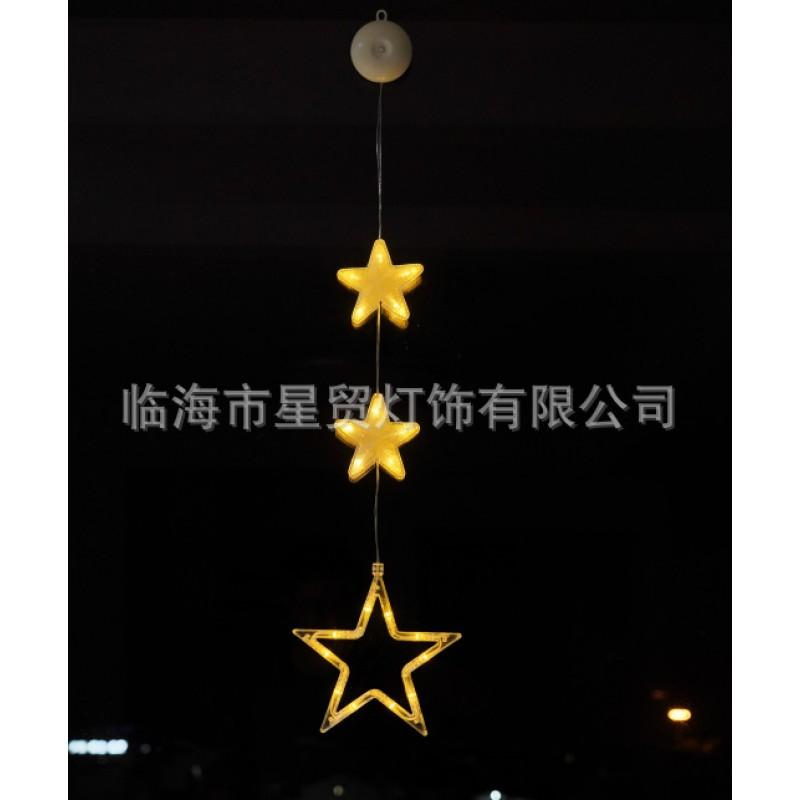 LED Christmas Decorative Suction Cup Lights Snowman Tree Star Curtain Battery Operated Holiday Lighting Set