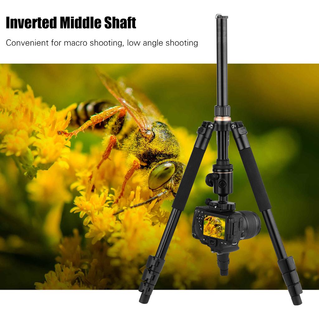 164cm/64.57in Photography Tripod Monopod Stand Aluminium Alloy 360° Rotatable Ball Head 8kg Load Capacity with Carry Bag for DSLR Cameras Camcorders