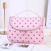 1/3Pcs Pink Polka Dot Pu Makeup Bag Set Large Capacity Sturdy Handle For Travel Daily Cosmetic Storage