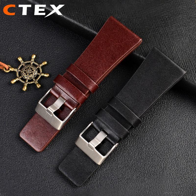 Curea de ceas din piele naturală Lea/pentru ceasuri Diesel DZ4386 1657 1399 1206 4323 Bandă neagră 22mm 24mm 26mm 27mm 28mm 30mm 32mm