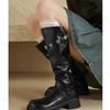 Fashion Women Chunky Platform Knee-High Boots Punk Leather Long Boot Woman High Heels New Autumn Winter Knight Boots Motorcycle Booties