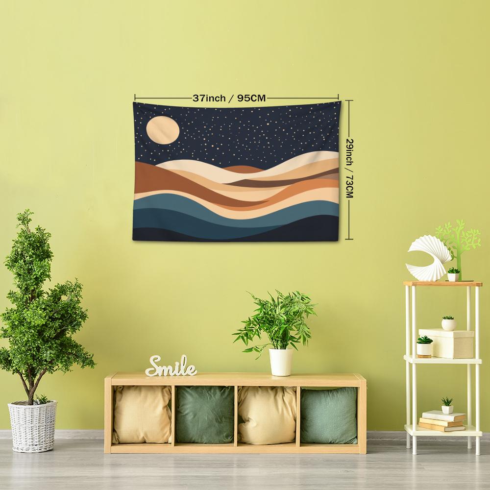 1pc Retro Night Sky Wave Print Tapestry - Create a Cozy Exotic Atmosphere, Bohemian Home Decor for Living Room or Bedroom, Holiday Gift with Installat