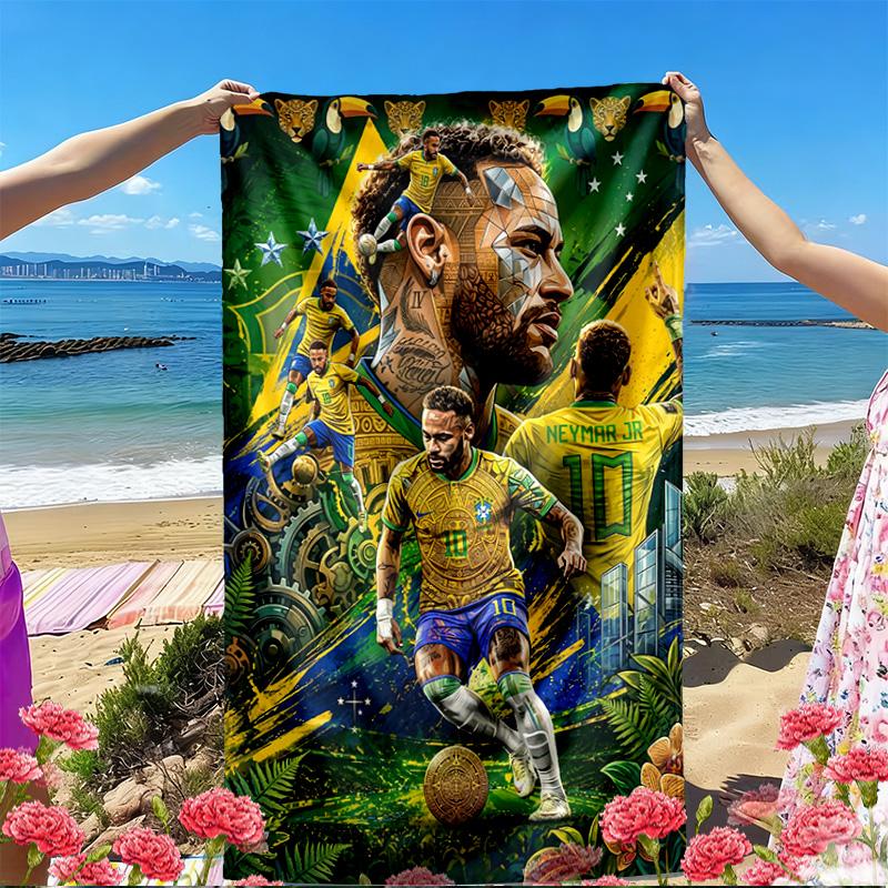 Neymar Jr Print Beach Towel, Versatile Lightweight Absorbent Beach Towel for Pool Surf Yoga Bathroom, Perfect Birthday Holiday Gift