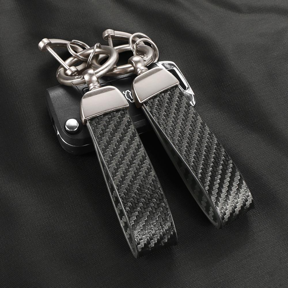 Car Key Chain Carbon Fiber Keyring For Seat Ibiza Toyota Ford RangerBmw Tesla Skoda VW Honda Hyundai Peugeot Auto Accessories