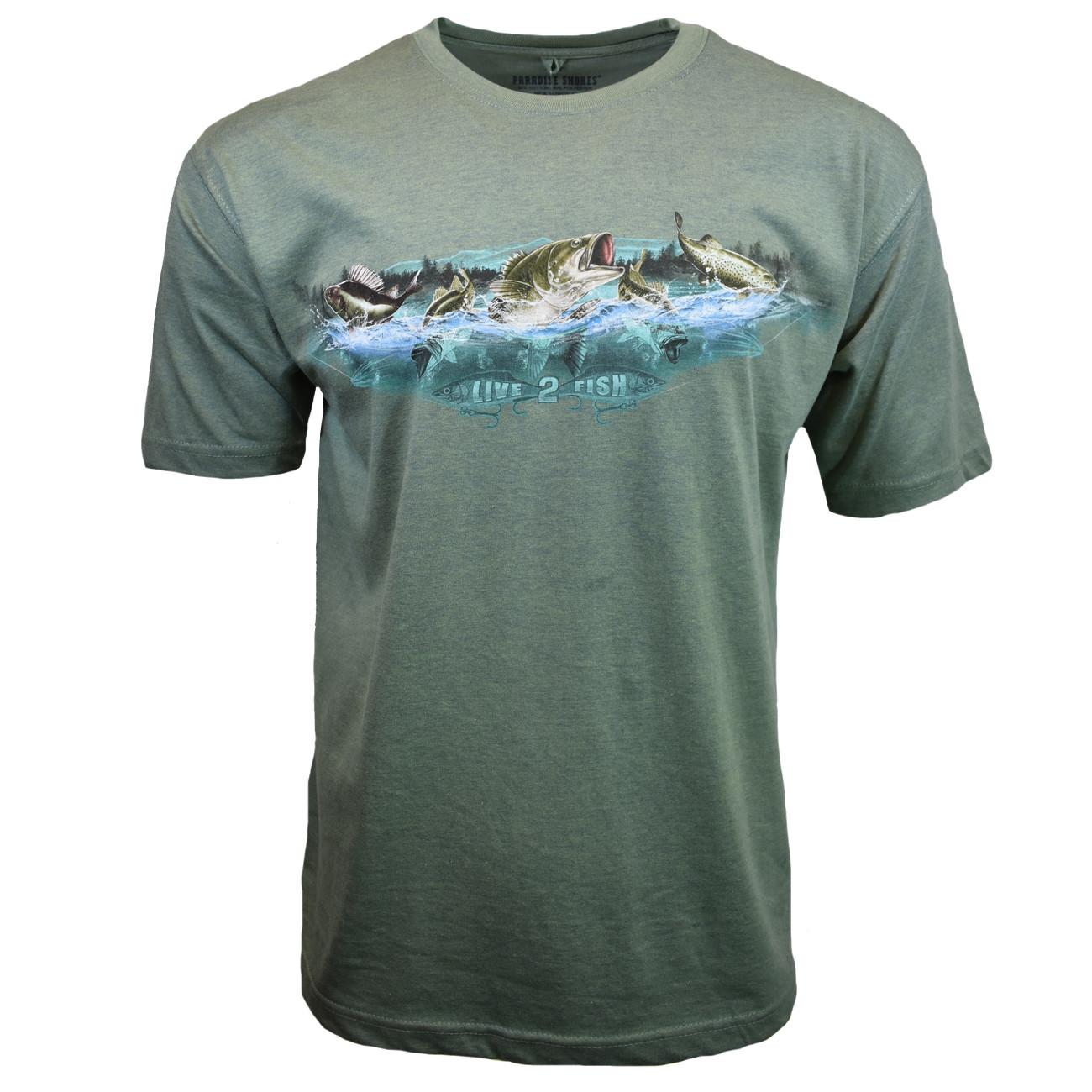 Live 2 Fish Men s T-shirt Paradise Shores Fishing- Sailing -Fathers Day Gift XXL