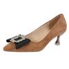 Fashion French Pointed Toe Rhinestone Heels Women's Fall New Shallow Slip-on Stiletto Plus-Size Professional Single Shoes