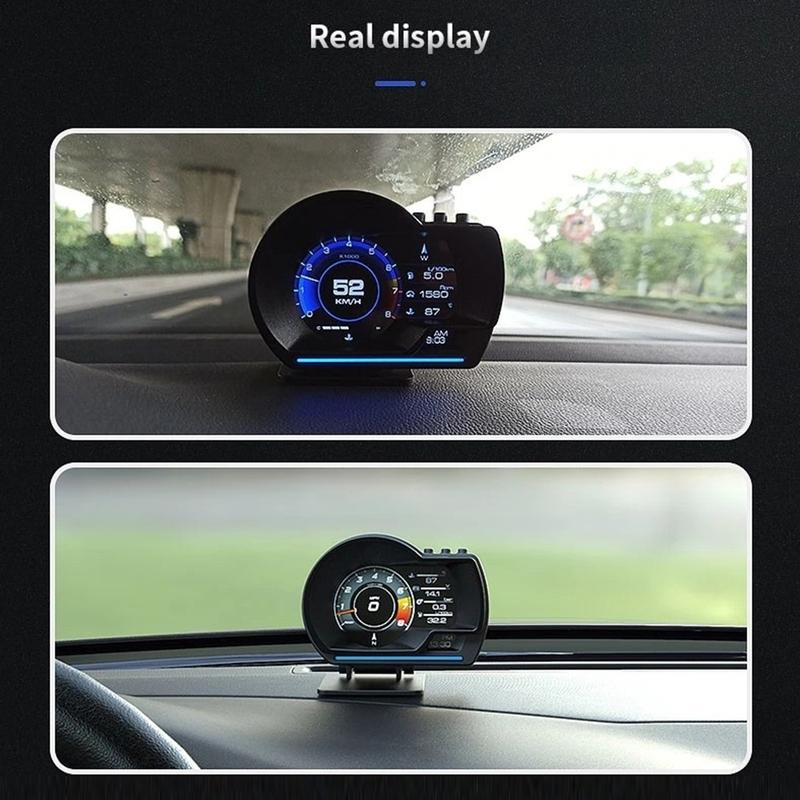 Digital Head‑Up Displayer Head Up Display OBD2+GPS Smart Gauge Car HUD Speedometer Turbo RPM Alarm for Car Truck Speed Warning