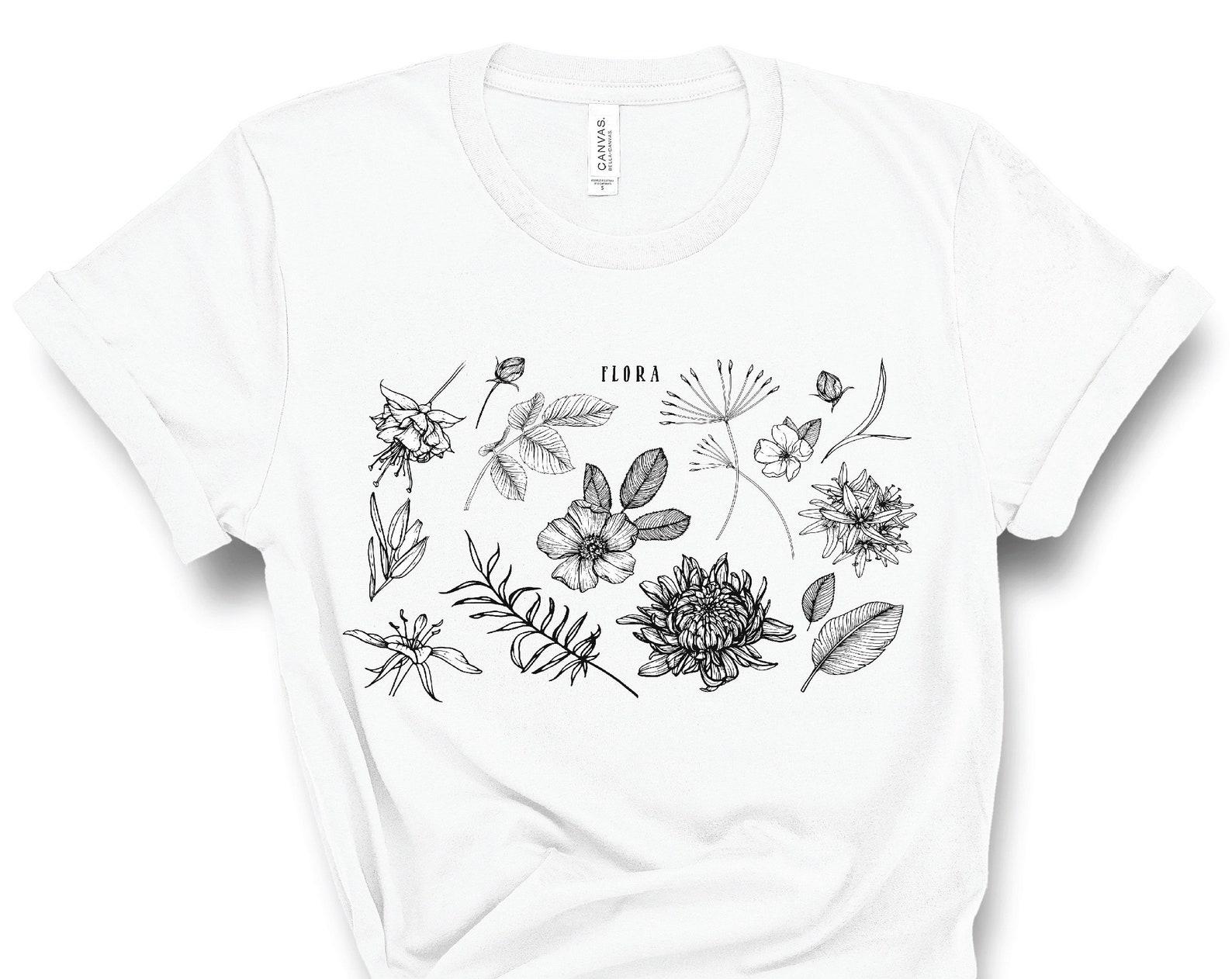 Botanical Shirt, Vintage T-shirt, Flower T-Shirt, Vintage Botanical, Vintage Flower Shirt, Wildflower Shirt, Indie Shirt, Flora Tee, Tumblr 3XL